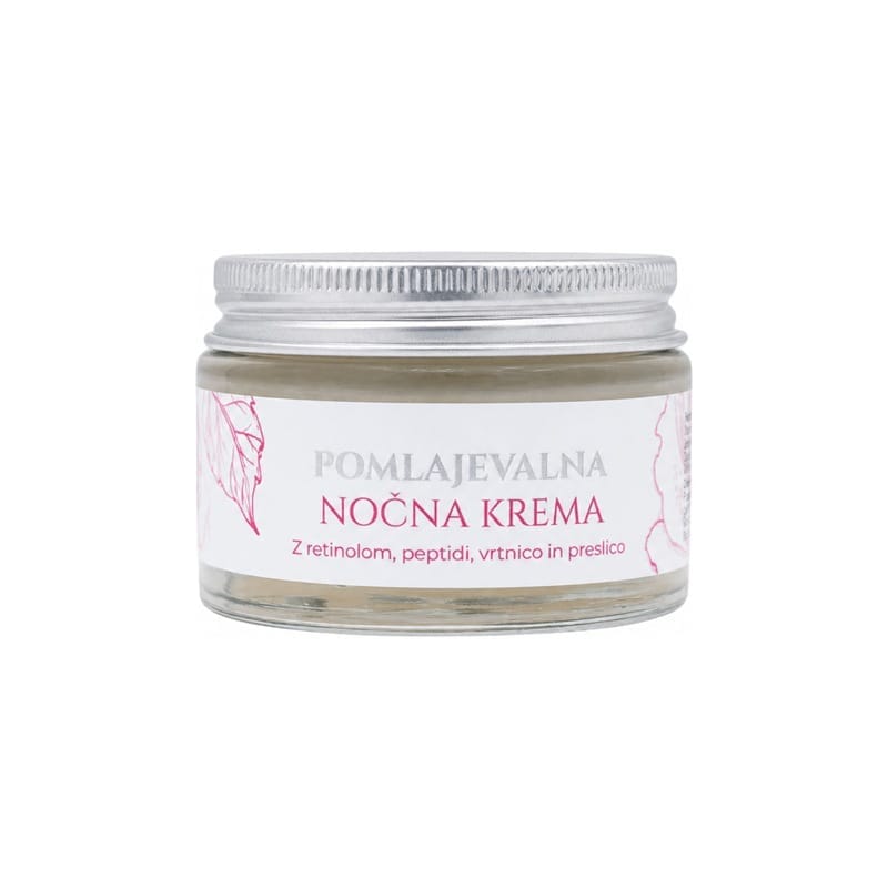 Pomlađujuća noćna krema za lice s ružom Cvetka (50 ml)