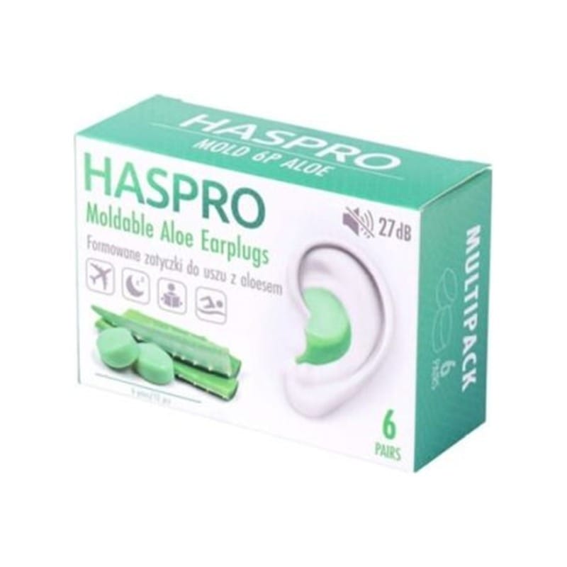 Silikonski čepići za uši s aloe verom Haspro (12 komada)