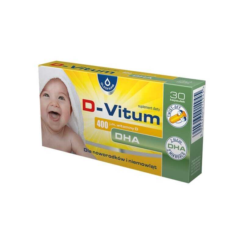 Vitamin D3 400 IE i DHA za dojenčad i djecu D-Vitum Oleofarm (30 twist-off kapsula)