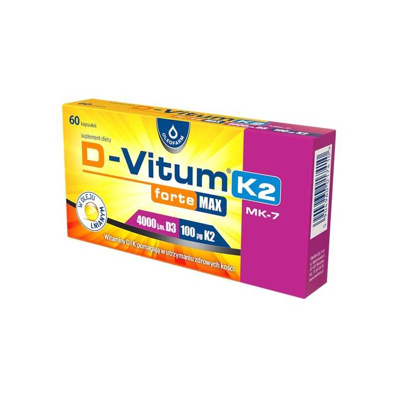Vitamin D3 4000 IE i K2 MK-7 D-Vitum Forte Max Oleofarm (60 kapsula)